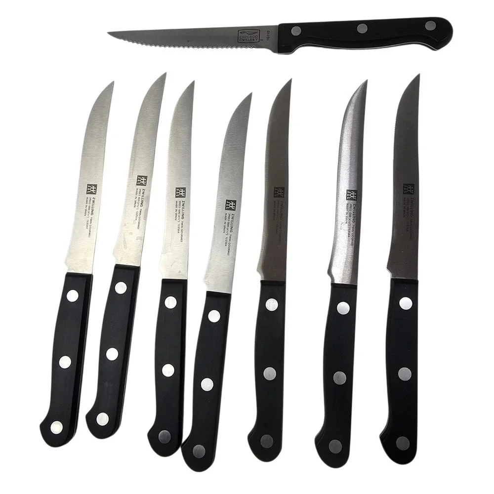 Zwilling Twin Gourmet 8 Piece Steak Knife Set with Wood Block & Utility Knife